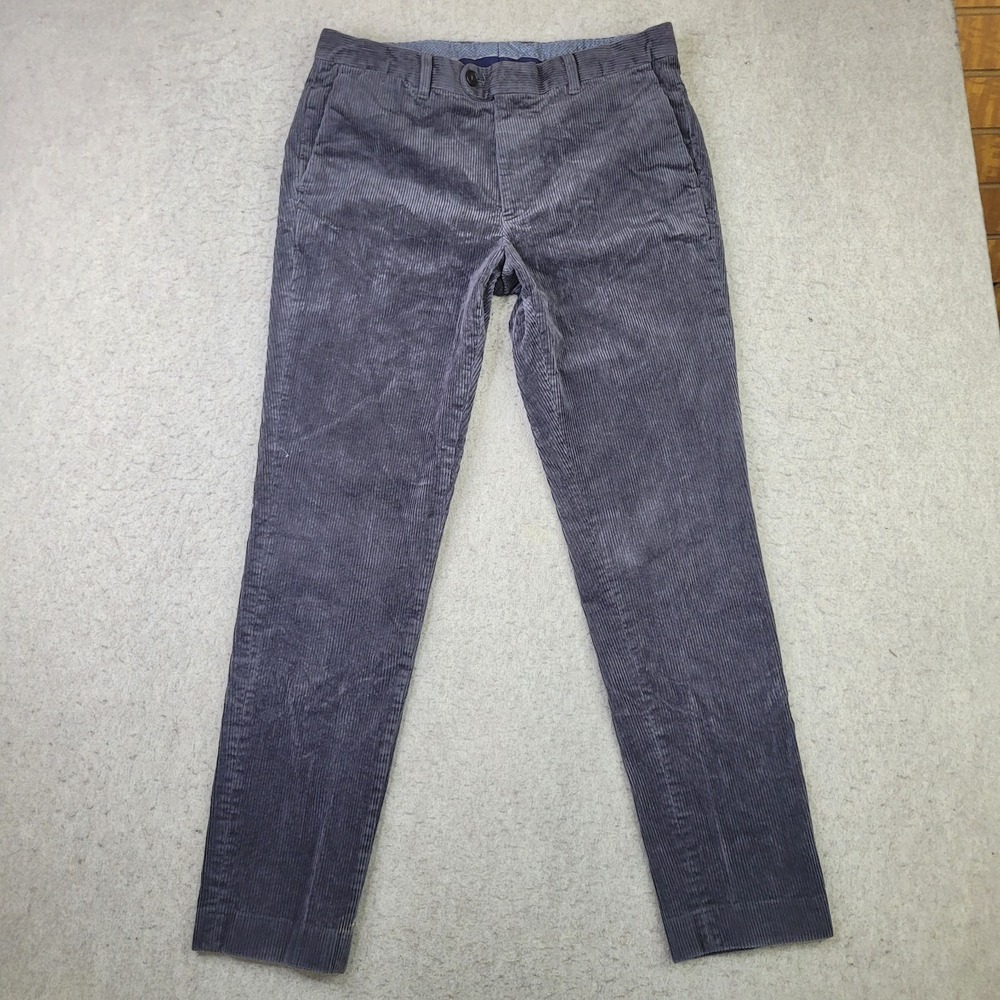Bonobos Slim Taper Corduroy Pants Mens 34x32 (Fits 34x30) Gray Flat Front Casual
